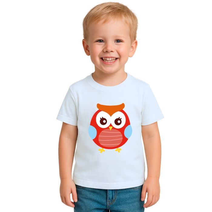 Camiseta Coruja Vermelha Pose Estampa Personalizada