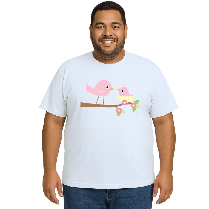 Camiseta Pássaros Mãe e Filha Estampa Personalizada
