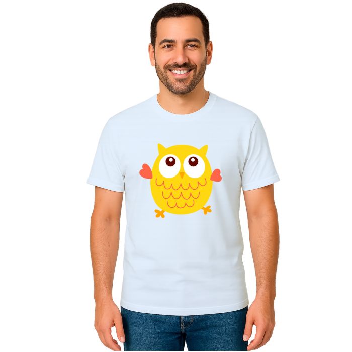 Camiseta Coruja Amarela Owl Estampa Personalizada