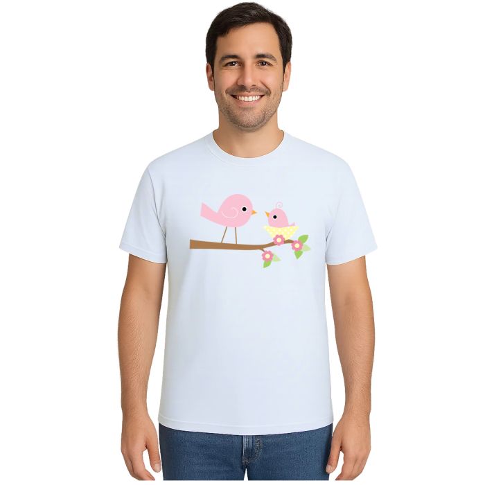 Camiseta Pássaros Mãe e Filha Estampa Personalizada