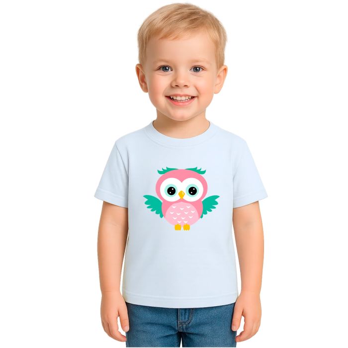 Camiseta Coruja Rosa Asas Corujinha Estampa Personalizada