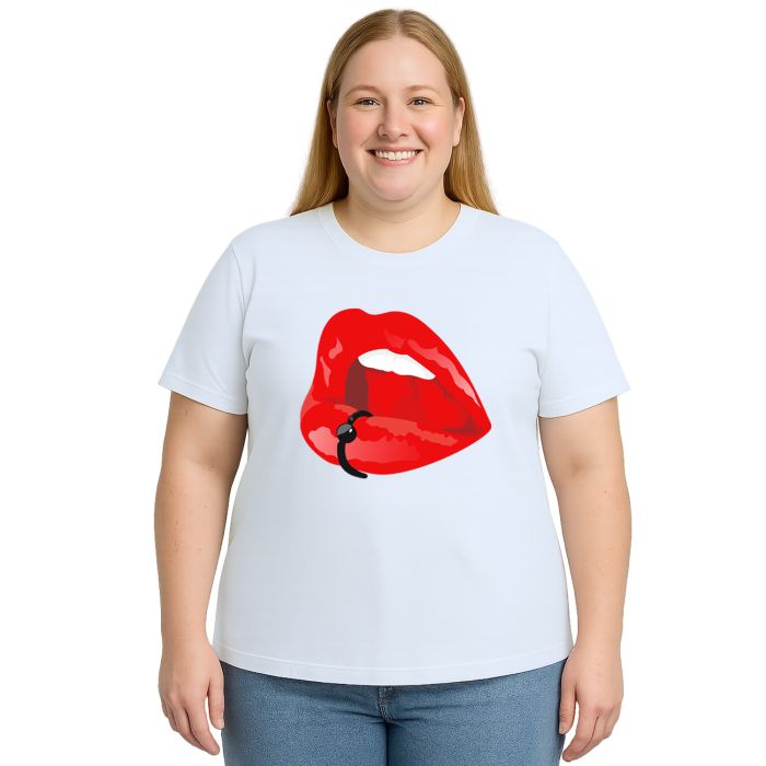 Camiseta Boca Piercing Criativa Estampa Personalizada