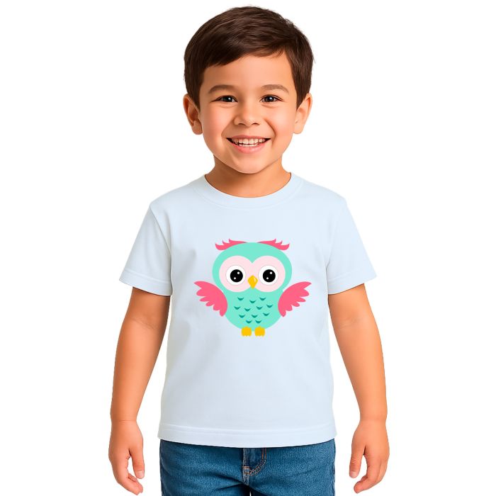 Camiseta Coruja Verde Asas Estampa Personalizada