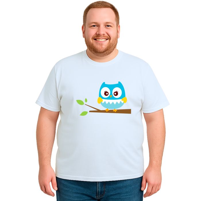Camiseta Coruja Azul Owl Galho Estampa Personalizada