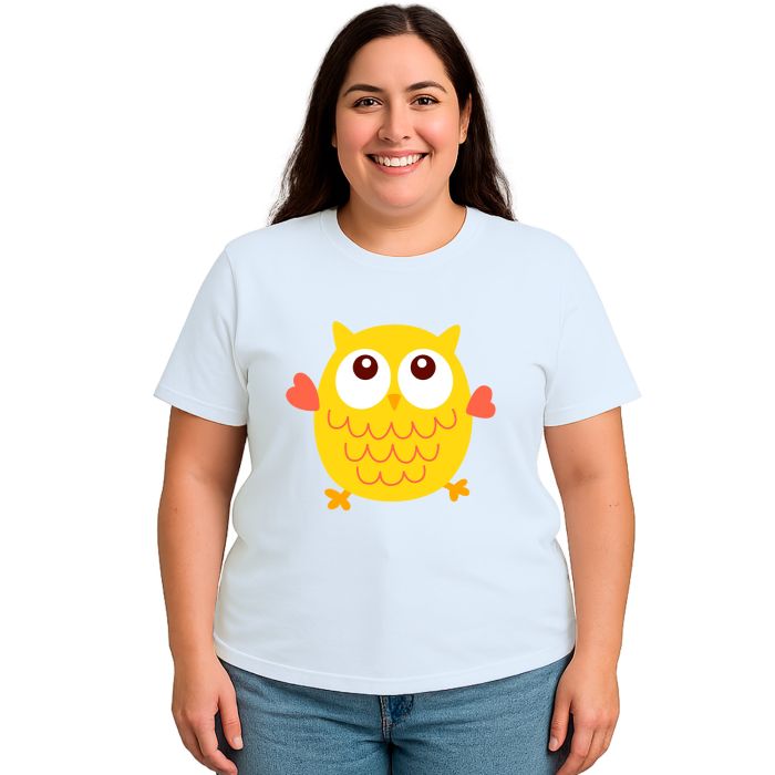 Camiseta Coruja Amarela Owl Estampa Personalizada