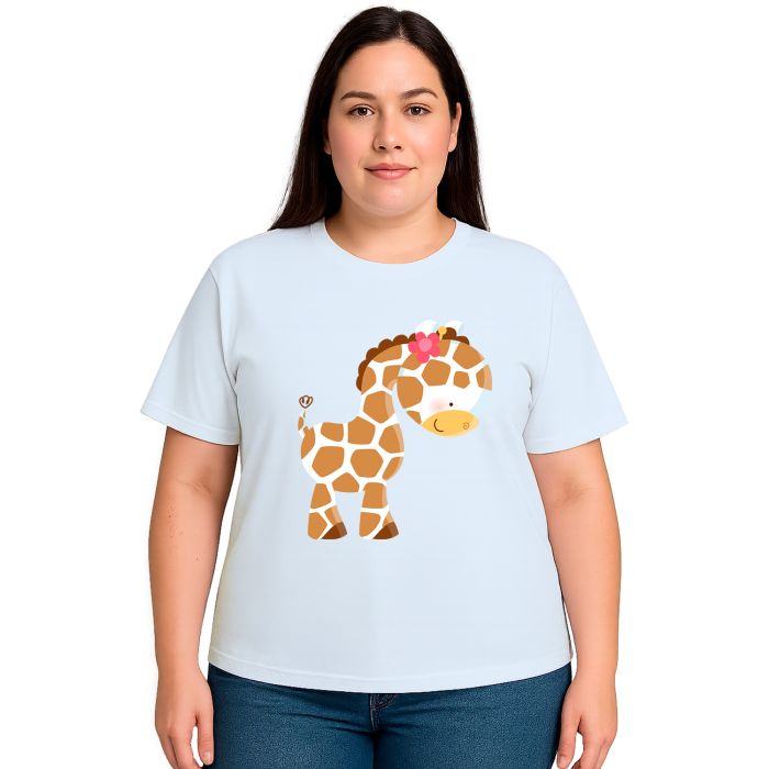 Camiseta Girafa Mini Florzinha Estampa Personalizada