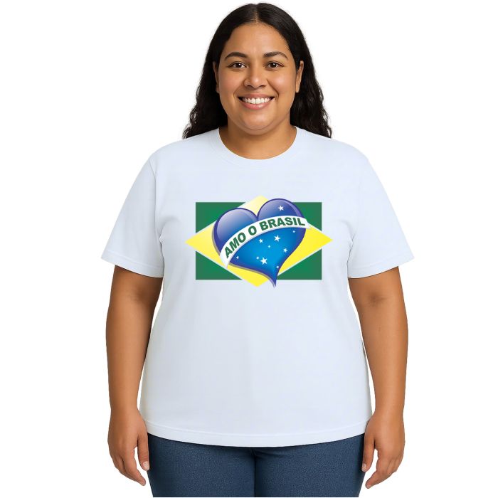 Camiseta Amo O Brasil Torcida Estampa Personalizada