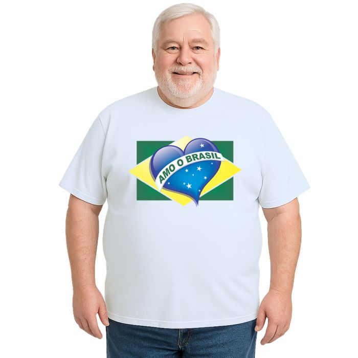Camiseta Amo O Brasil Torcida Estampa Personalizada