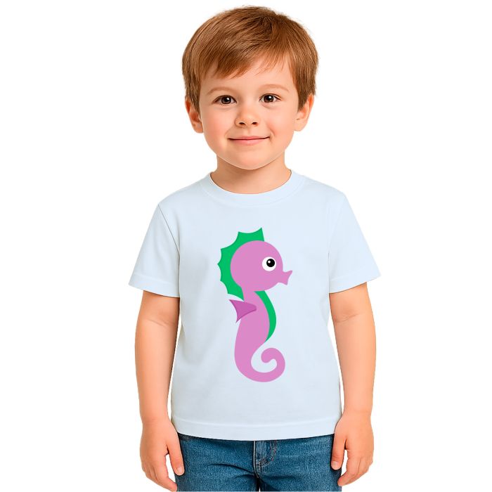 Camiseta Cavalo Marinho Roxo Estampa Personalizada