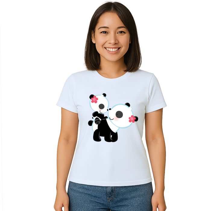 Camiseta Ursinhas Panda Mãe e Filha Personalizada