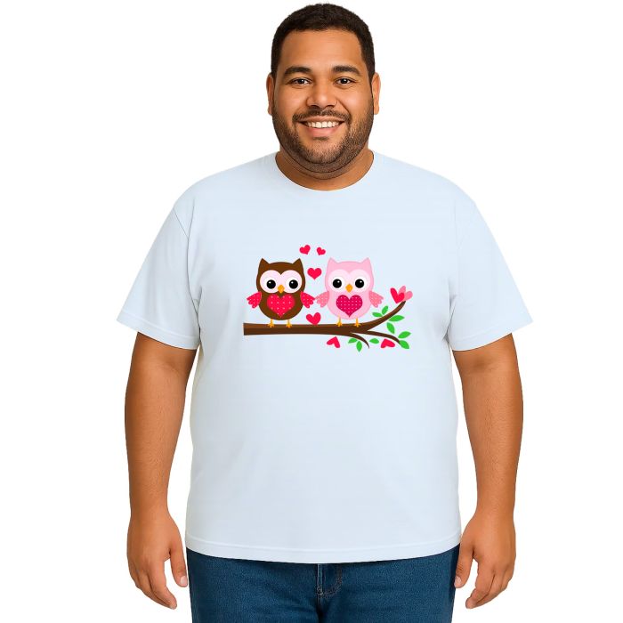 Camiseta Corujas Corações Corujinha Estampa Personalizada