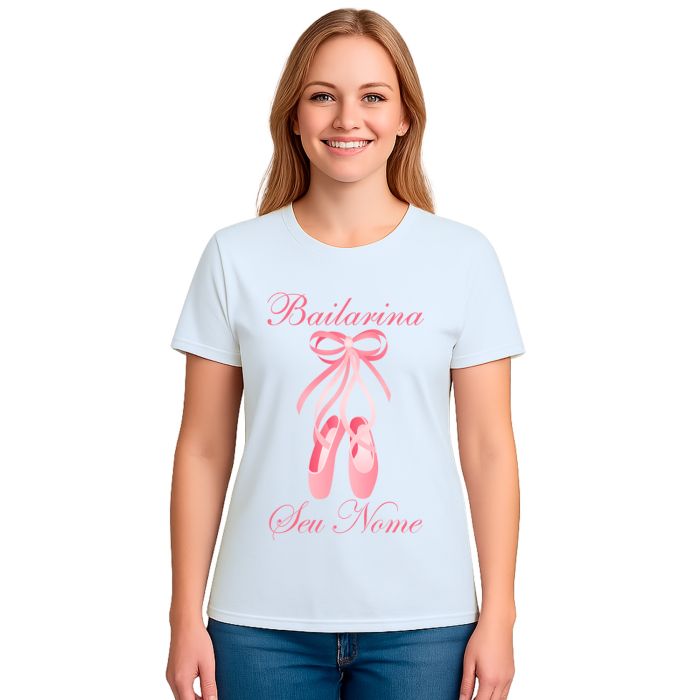 Camiseta Bailarina Sapatilhas Balé Estampa Personalizada