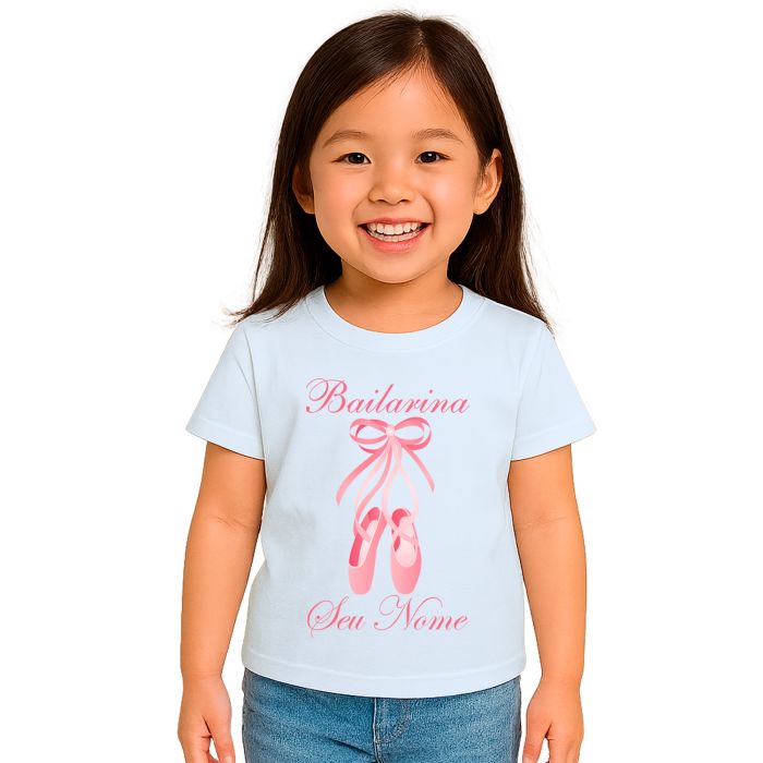 Camiseta Bailarina Sapatilhas Balé Estampa Personalizada