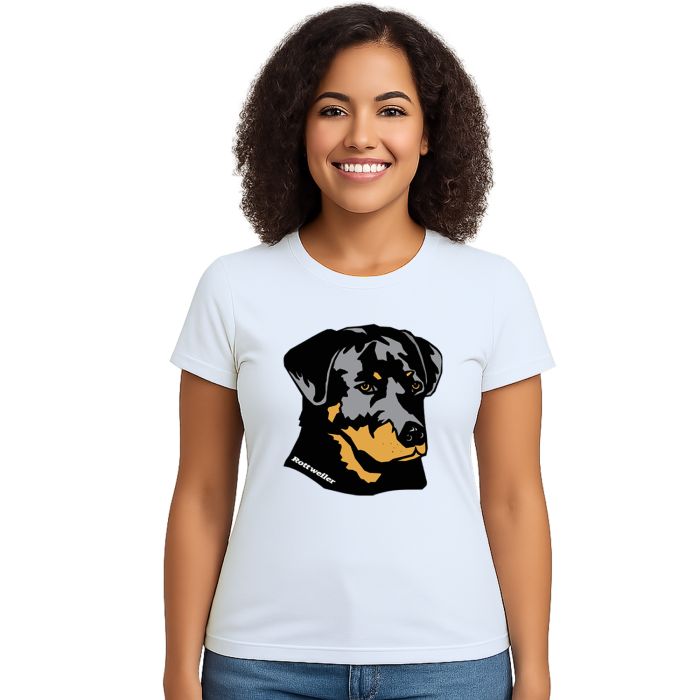 Camiseta Cachorro Rottweller Face Estampa Personalizada