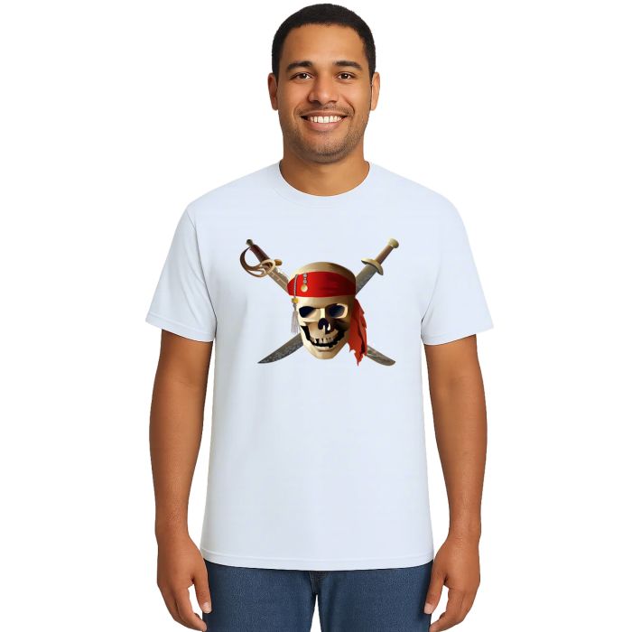 Camiseta Caveira Pirata Espadas Estampa Personalizada