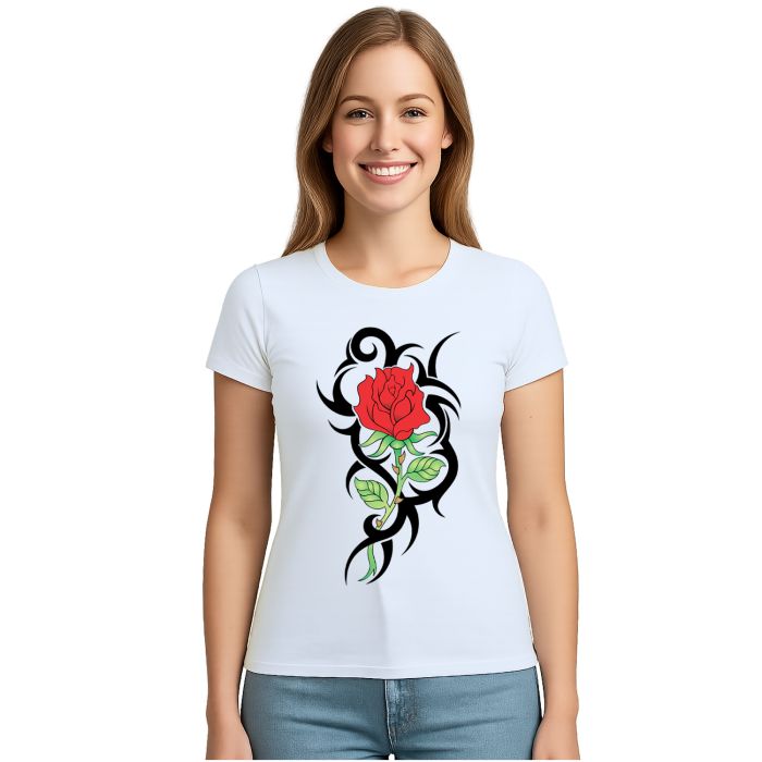 Camiseta Tribal Rosa Vermelha Estampa Personalizada