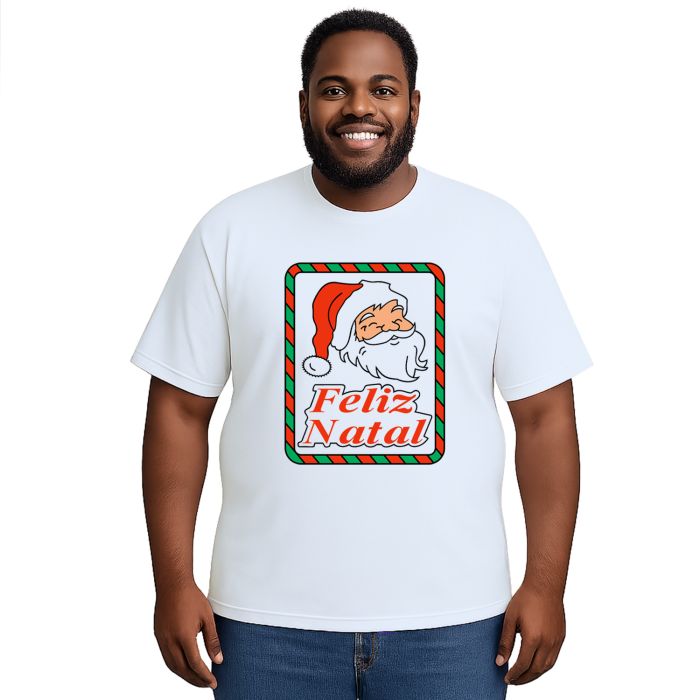 Camiseta Natalina Com Papai Noel Estampa Personalizada