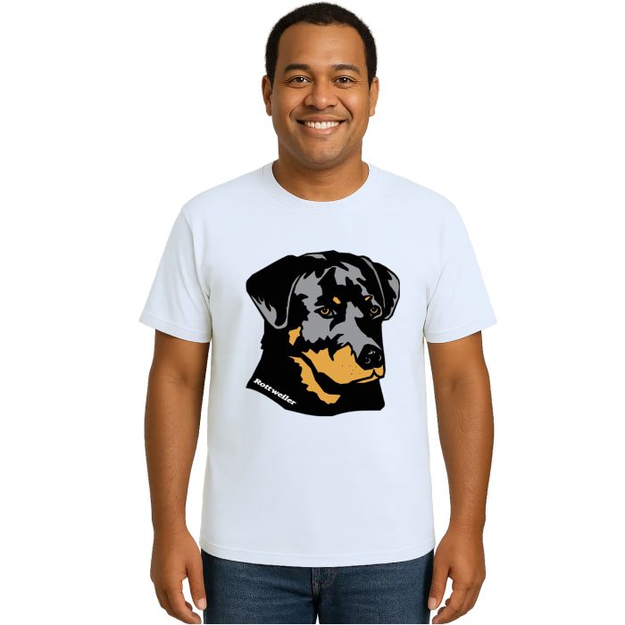 Camiseta Cachorro Rottweller Face Estampa Personalizada