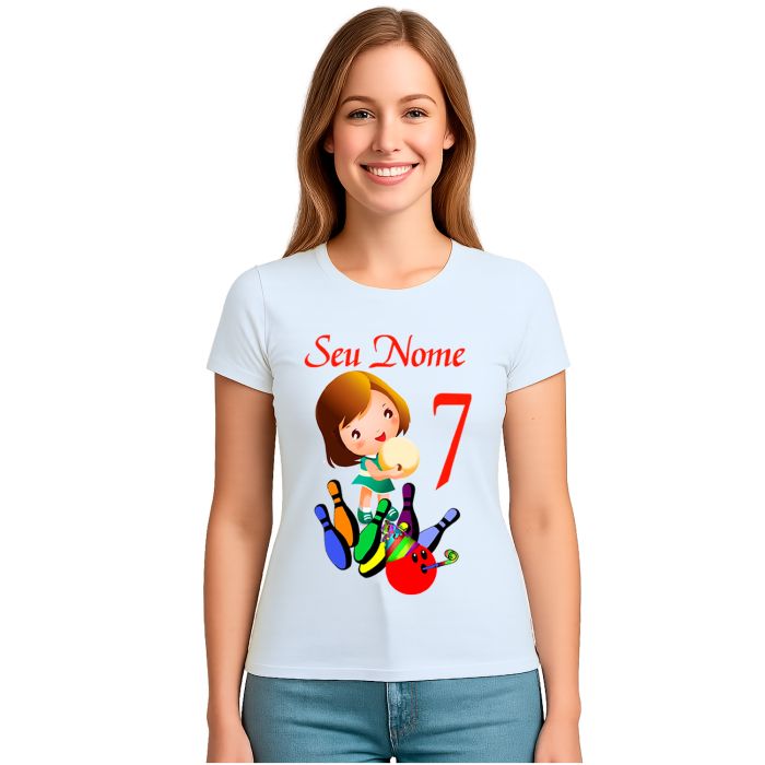 Camiseta Boliche Aniversário Girl Estampa Personalizada