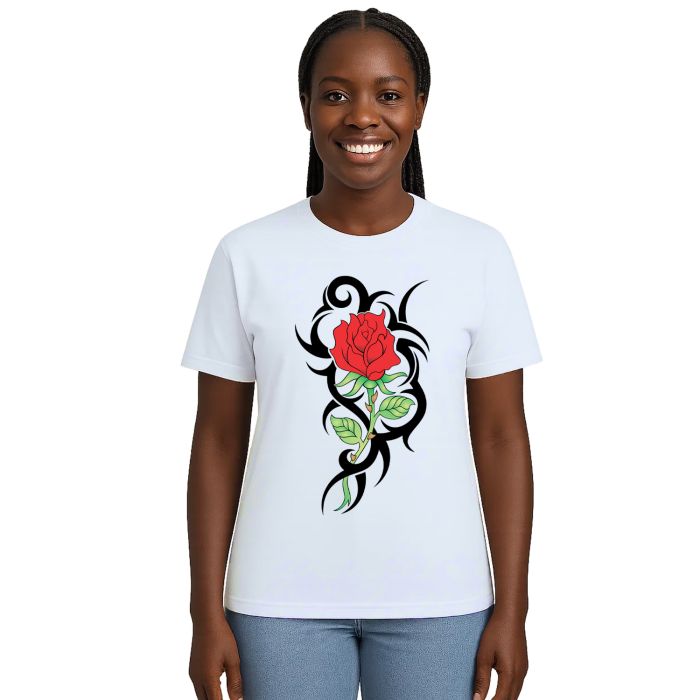 Camiseta Tribal Rosa Vermelha Estampa Personalizada