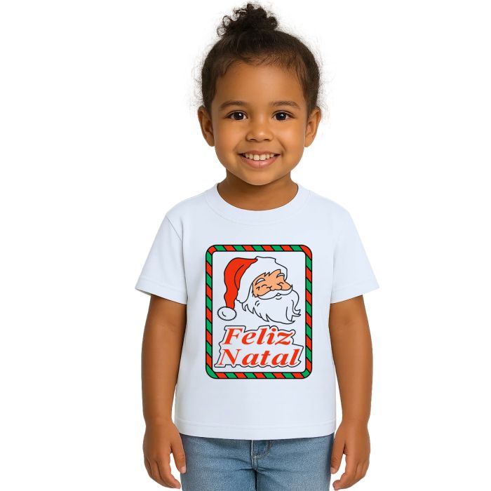 Camiseta Natalina Com Papai Noel Estampa Personalizada