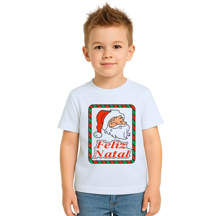 Camiseta Natalina Com Papai Noel Estampa Personalizada
