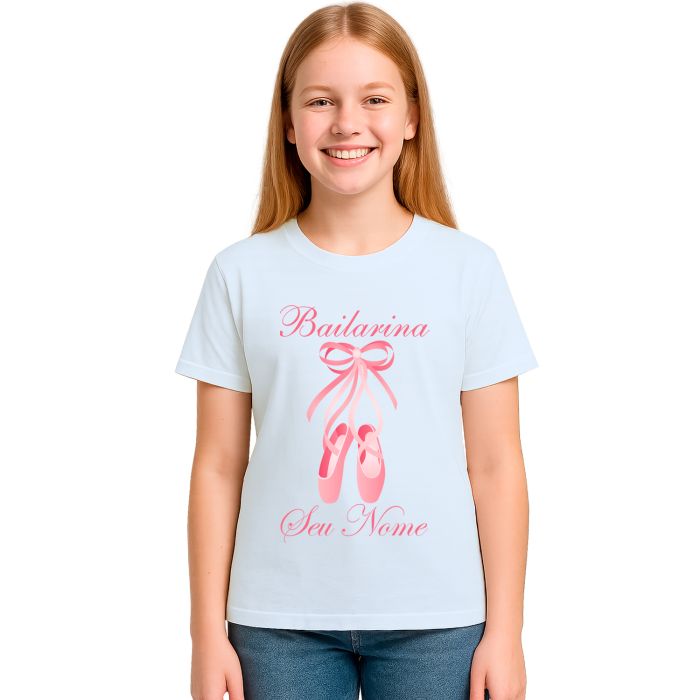 Camiseta Bailarina Sapatilhas Balé Estampa Personalizada