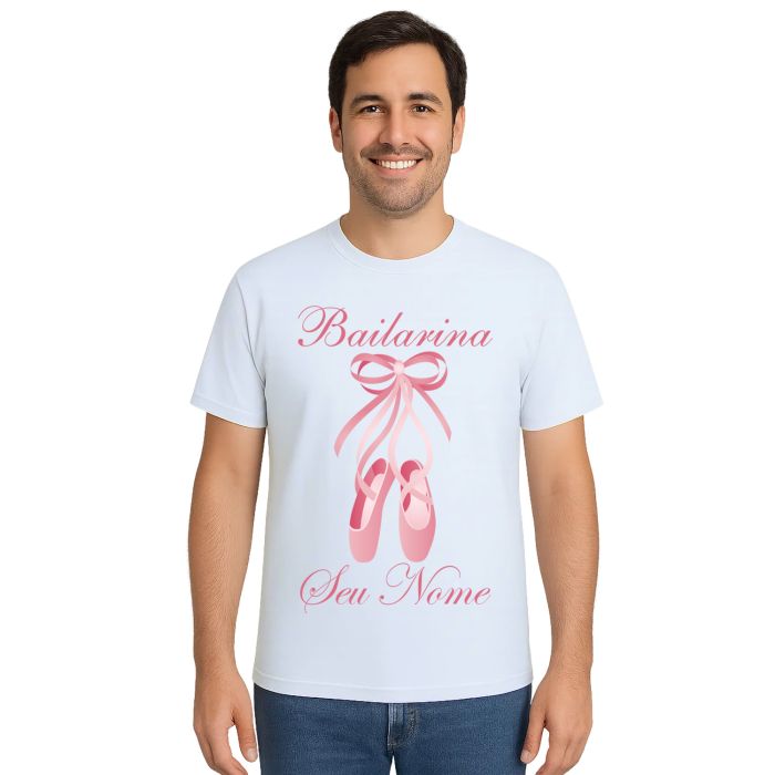 Camiseta Bailarina Sapatilhas Balé Estampa Personalizada