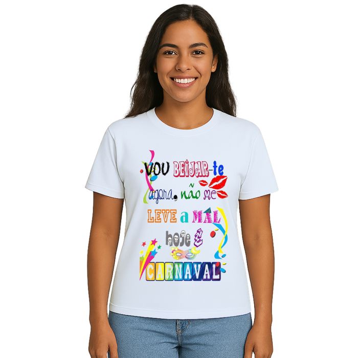 Camiseta Carnaval Vou Beijar Te Leve a Mal Personalizada