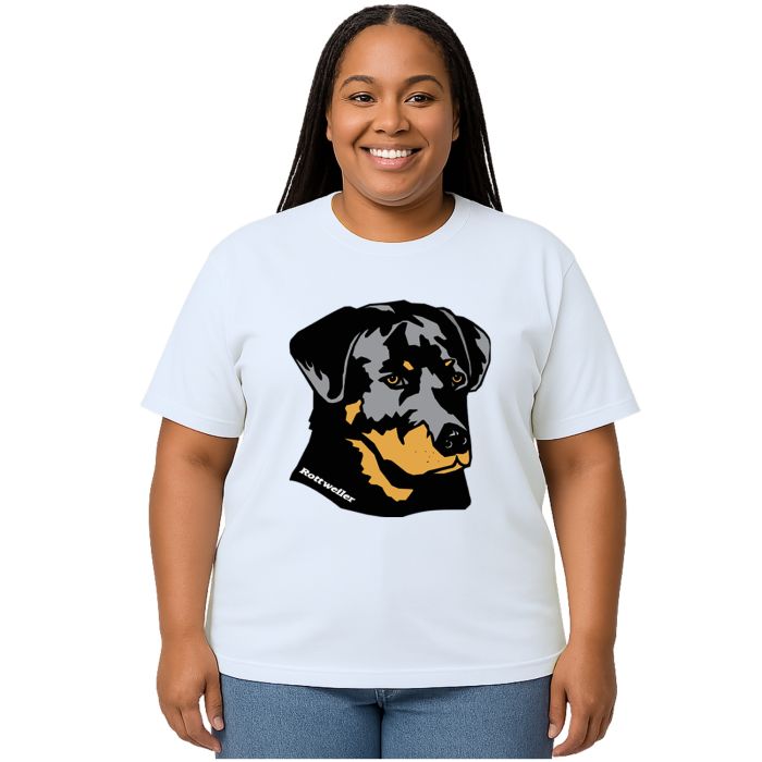 Camiseta Cachorro Rottweller Face Estampa Personalizada