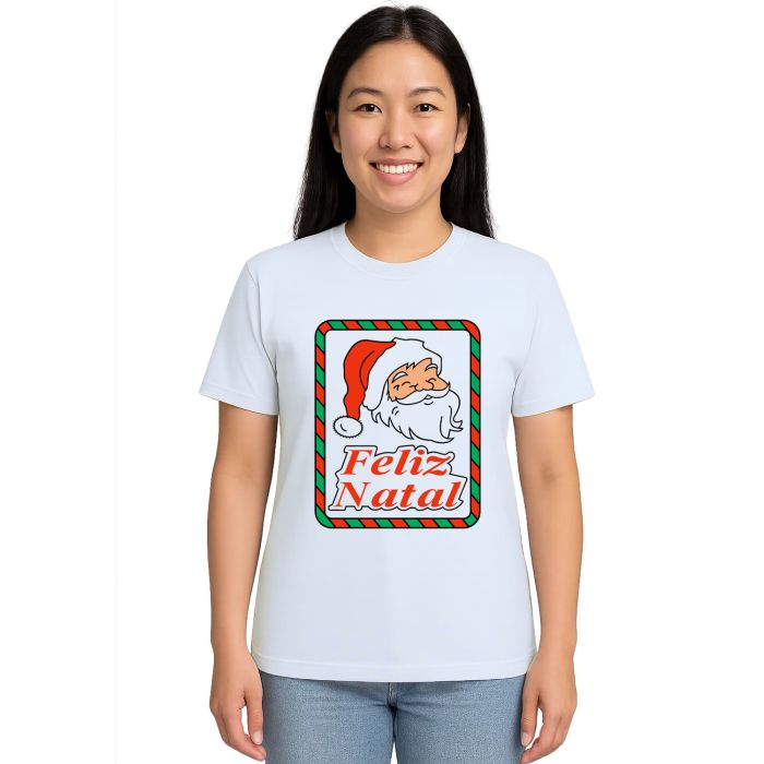 Camiseta Natalina Com Papai Noel Estampa Personalizada
