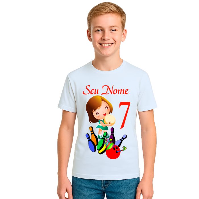 Camiseta Boliche Aniversário Girl Estampa Personalizada