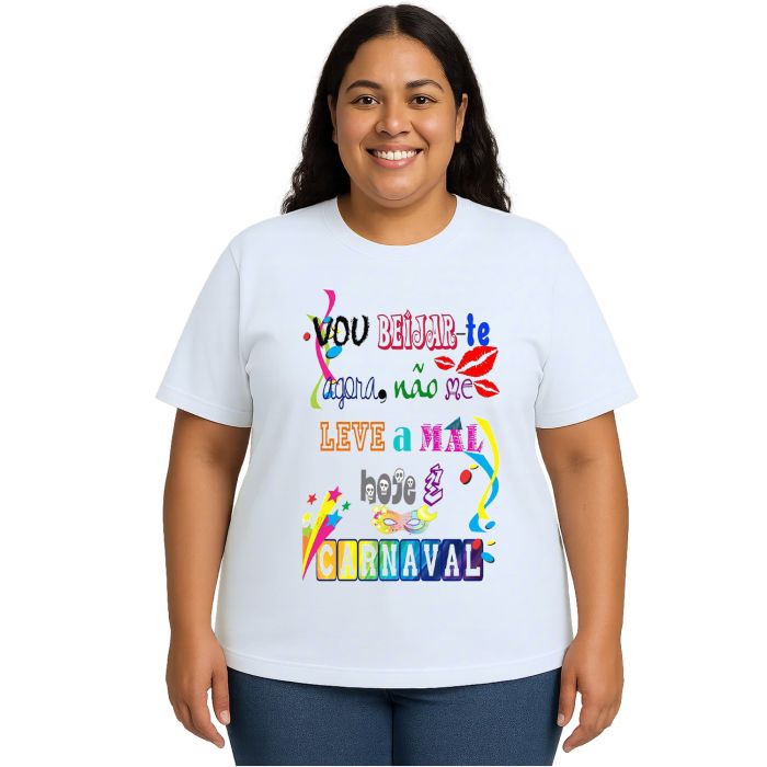Camiseta Carnaval Vou Beijar Te Leve a Mal Personalizada