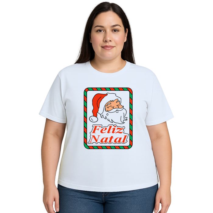 Camiseta Natalina Com Papai Noel Estampa Personalizada