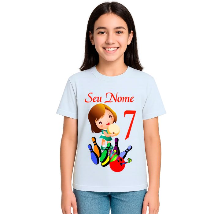 Camiseta Boliche Aniversário Girl Estampa Personalizada