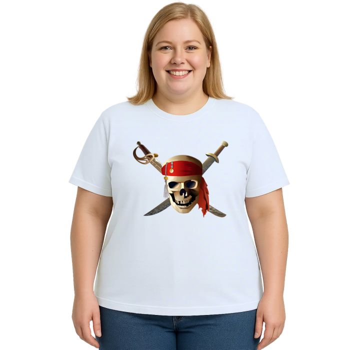 Camiseta Caveira Pirata Espadas Estampa Personalizada