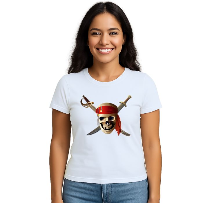 Camiseta Caveira Pirata Espadas Estampa Personalizada