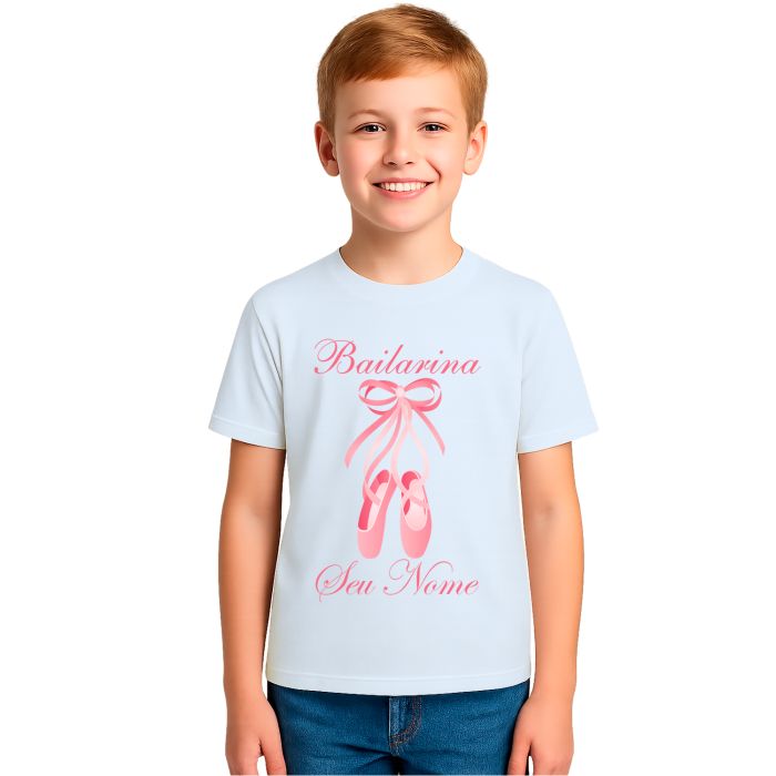 Camiseta Bailarina Sapatilhas Balé Estampa Personalizada