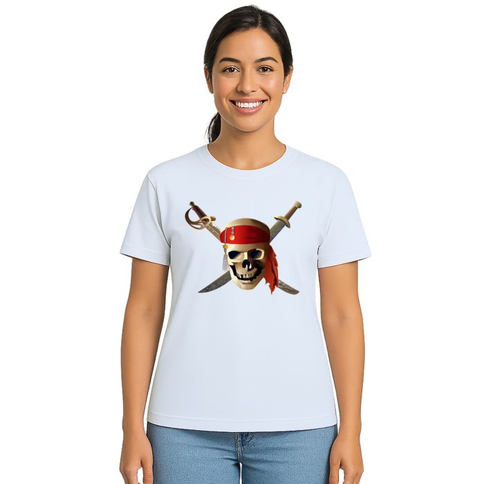 Camiseta Caveira Pirata Espadas Estampa Personalizada