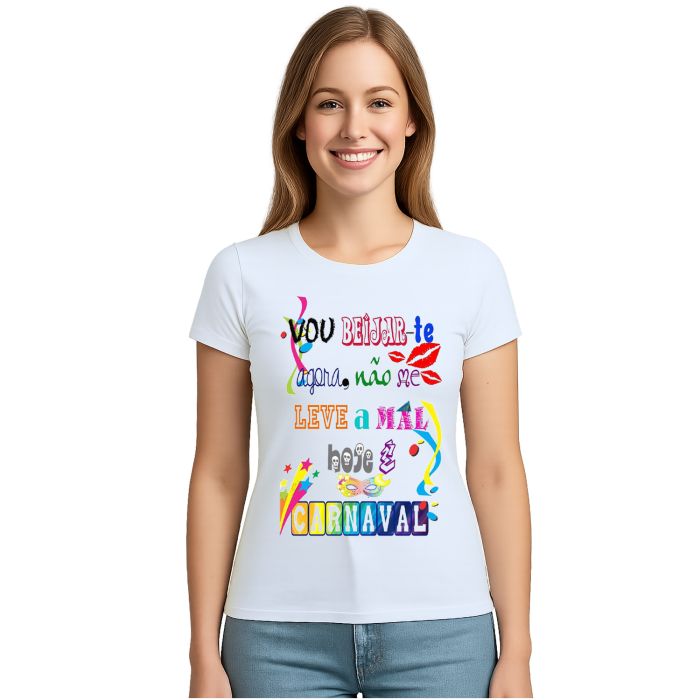 Camiseta Carnaval Vou Beijar Te Leve a Mal Personalizada