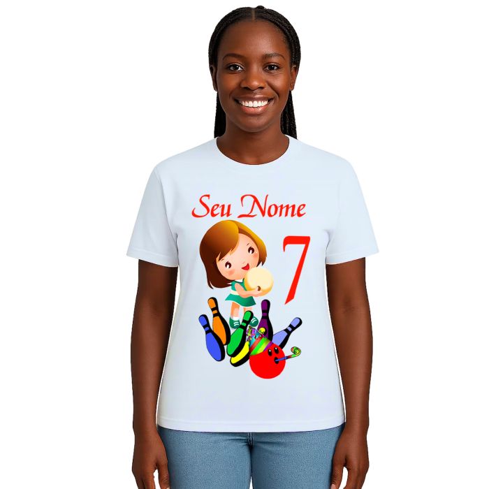 Camiseta Boliche Aniversário Girl Estampa Personalizada