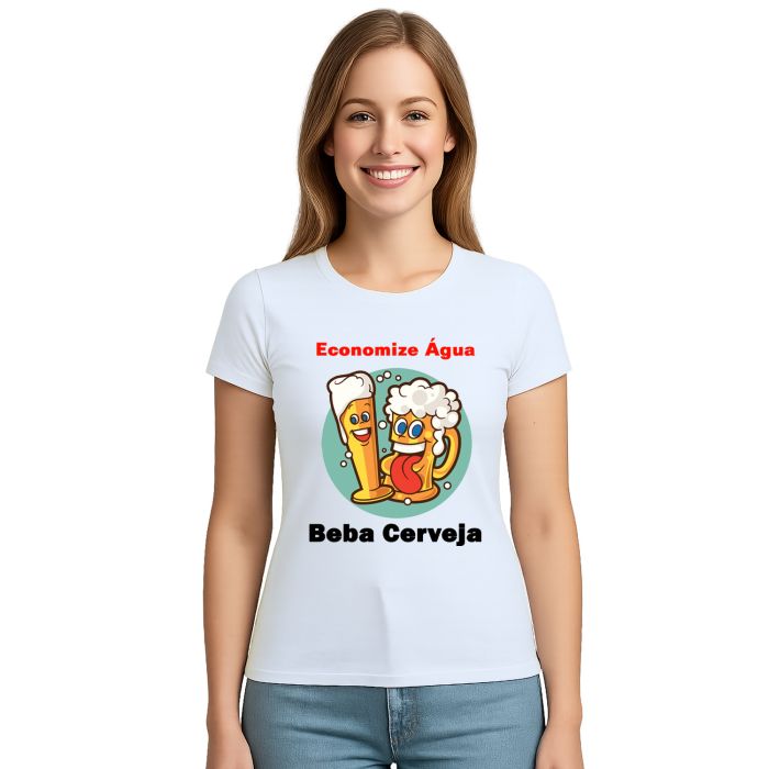 Camiseta Economize Água Beba Cerveja Personalizada
