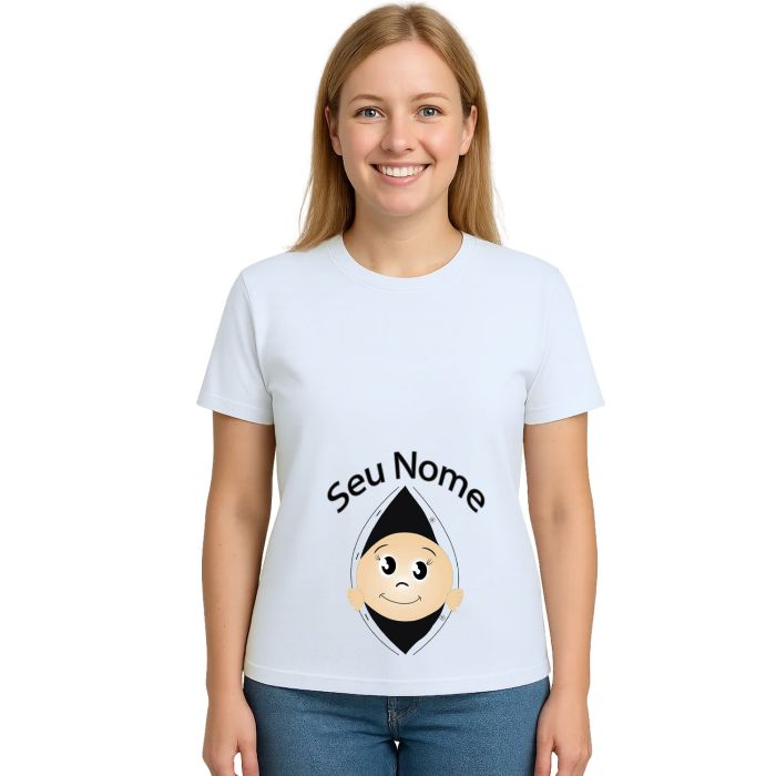 Camiseta Bebê Na Barriga Grávida Estampa Personalizada