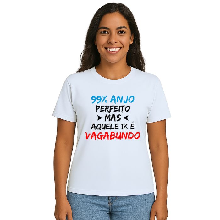 Camiseta 99% Anjo 1% Vagabundo Estampa Personalizada