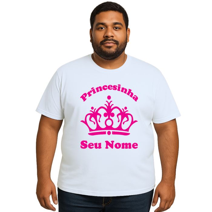 Camiseta Coroa Rosa Princesinha Estampa Personalizada