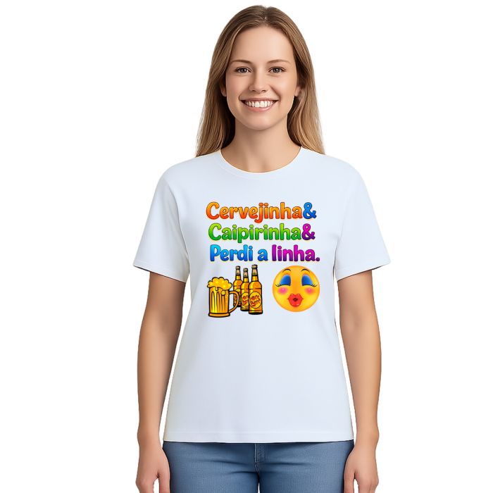 Camiseta Cervejinha Caipirinha Perdi Linha Personalizada