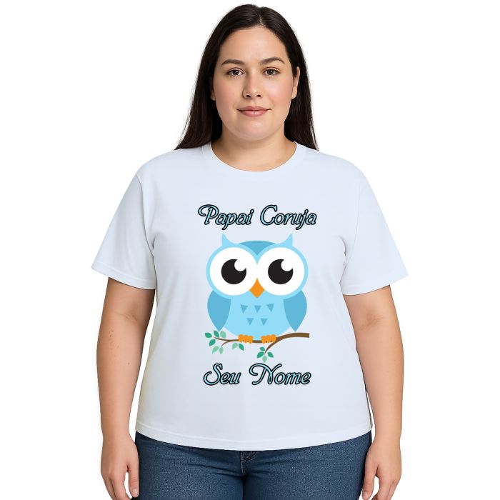 Camiseta Papai Coruja Azul Dia dos Pais Personalizada