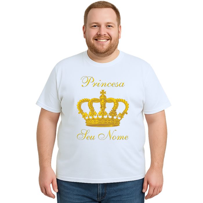 Camiseta Coroa Dourada Princesa Estampa Personalizada