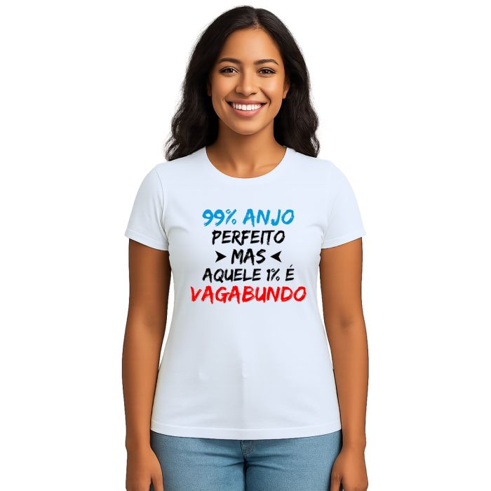 Camiseta 99% Anjo 1% Vagabundo Estampa Personalizada