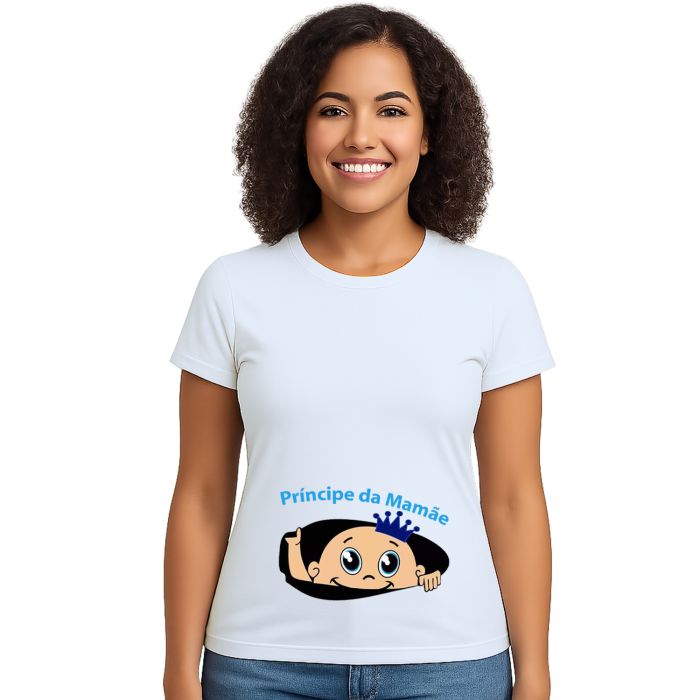 Camiseta Bebê Barriga Príncipe Mamãe Personalizada